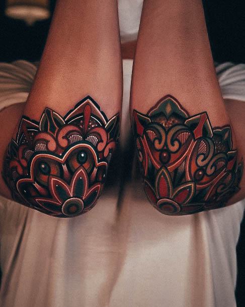 Ladies Elbow Tattoo Design Inspiration