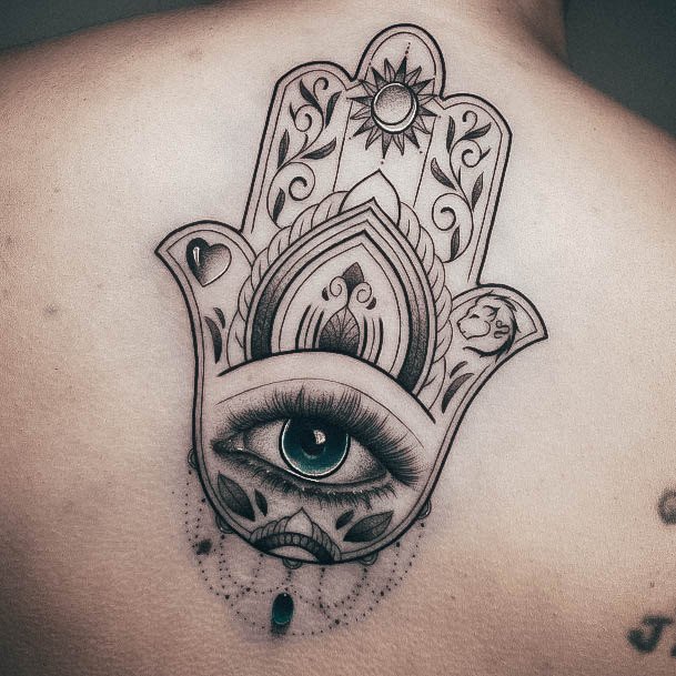 Ladies Evil Eye Tattoo Design Inspiration