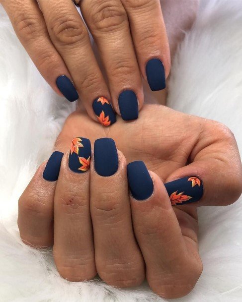 Ladies Fall Leaf Nail Design Inspiration