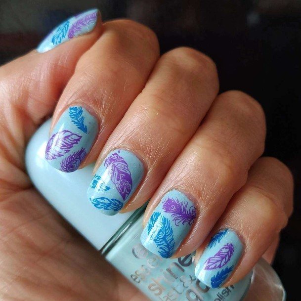 Ladies Feather Nail Design Inspiration