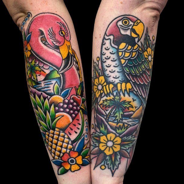 Ladies Flamingo Tattoo Design Inspiration