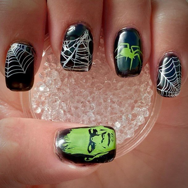 Ladies Frankenstein Nail Design Inspiration