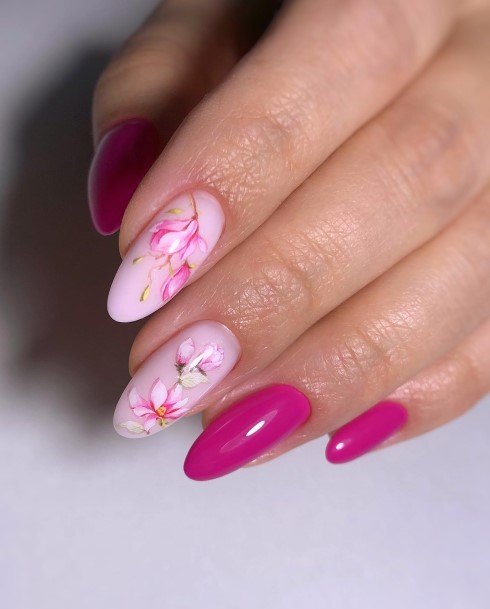 Ladies Fuchsia Nail Design Inspiration