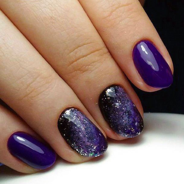 Ladies Galaxy Nail Design Inspiration