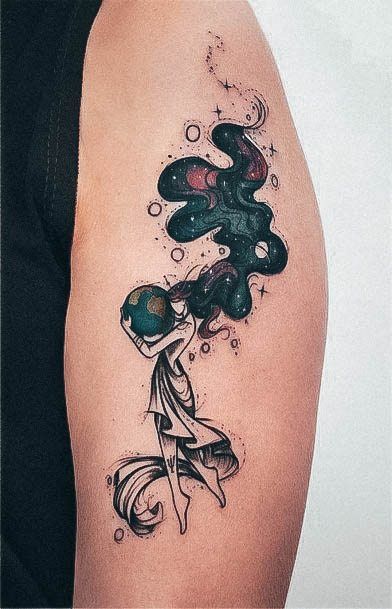 Ladies Galaxy Tattoo Design Inspiration