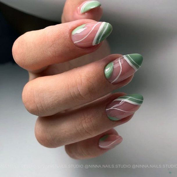 Ladies Green Dress Nail Design Inspiration