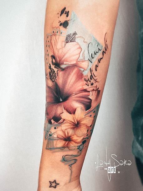 Ladies Hibiscus Tattoo Design Inspiration