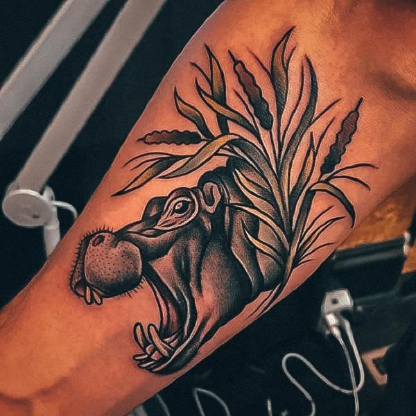 Ladies Hippo Tattoo Design Inspiration