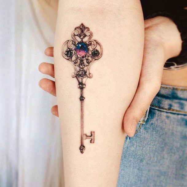 Ladies Key Tattoo Design Inspiration