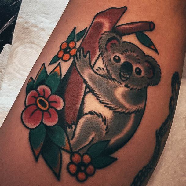 Ladies Koala Tattoo Design Inspiration