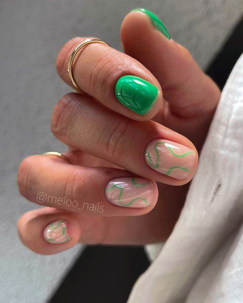 Ladies Light Green Nail Design Inspiration