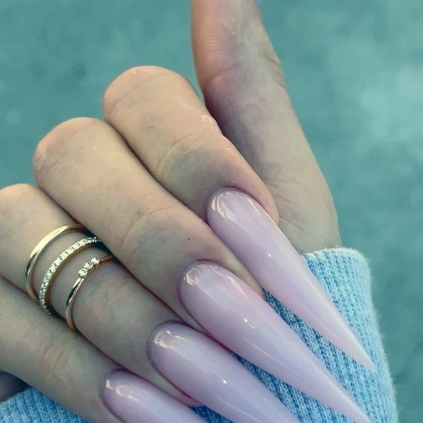 Ladies Long Pink Nail Design Inspiration