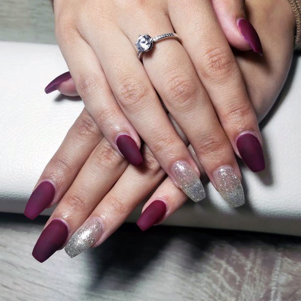 Top 100 Best Maroon And Silver Nails For Women - Cool Fingernail Ideas