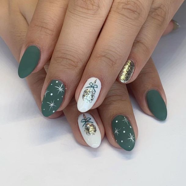 Ladies Matte Green Nail Design Inspiration