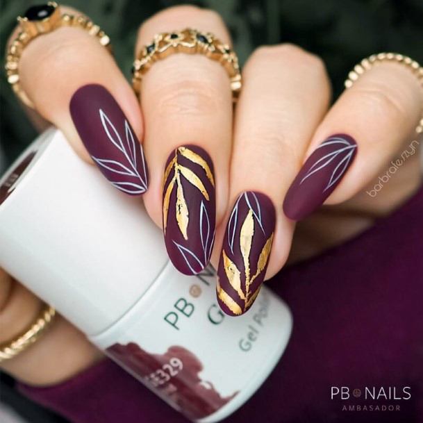 Ladies Matte Maroon Nail Design Inspiration