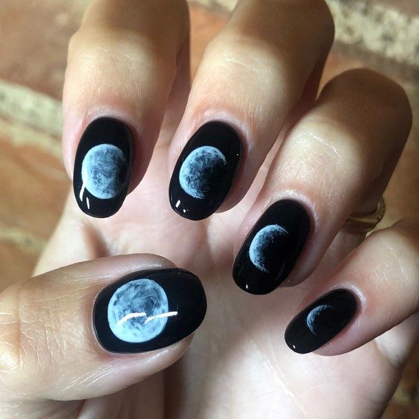 Ladies New Moon Nail Design Inspiration