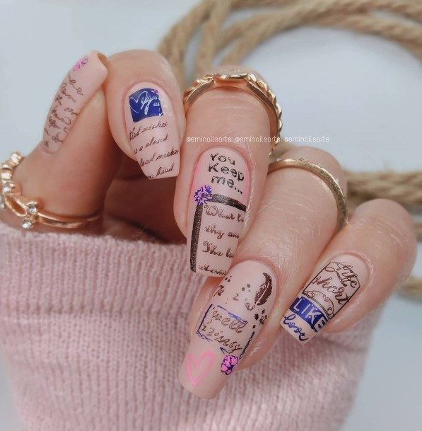 Ladies Newspaper Nail Design Inspiration