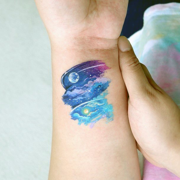 Ladies Night Sky Tattoo Design Inspiration