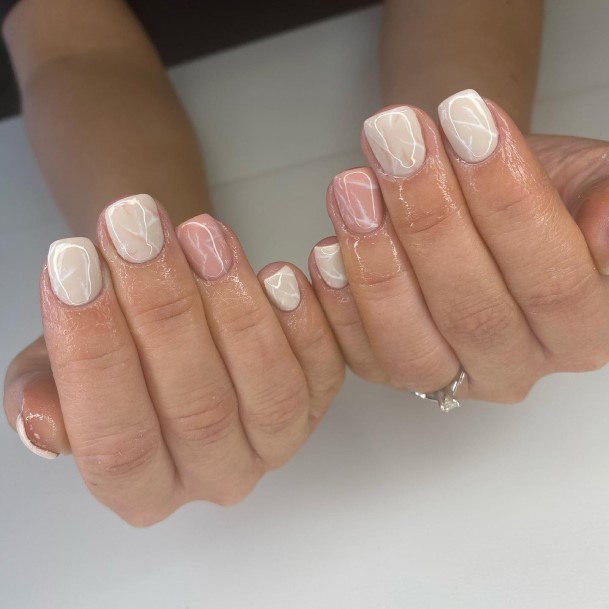Ladies Nude Marble Nail Design Inspiration