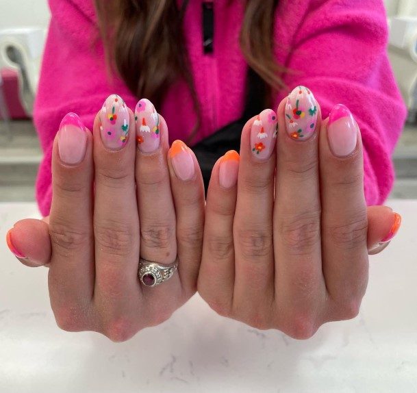 Ladies Orange French Tip Nail Design Inspiration