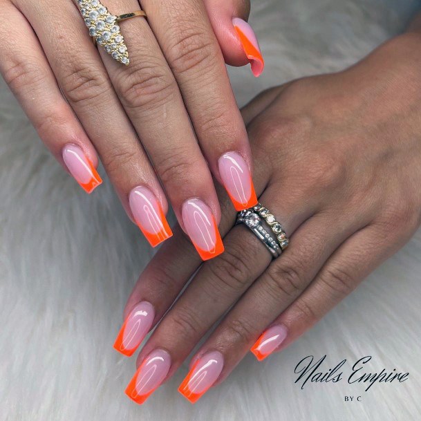 Ladies Orange Nail Design Inspiration