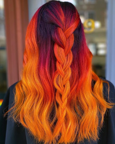 Ladies Orange Ombre Hairstyles Design Inspiration