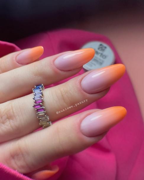 Ladies Orange Ombre Nail Design Inspiration