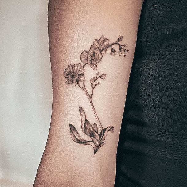 Ladies Orchid Tattoo Design Inspiration