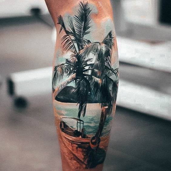 Ladies Palm Tree Tattoo Design Inspiration