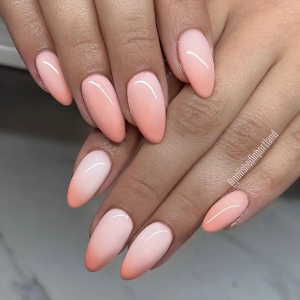 Ladies Peach And Pink Nail Design Inspiration