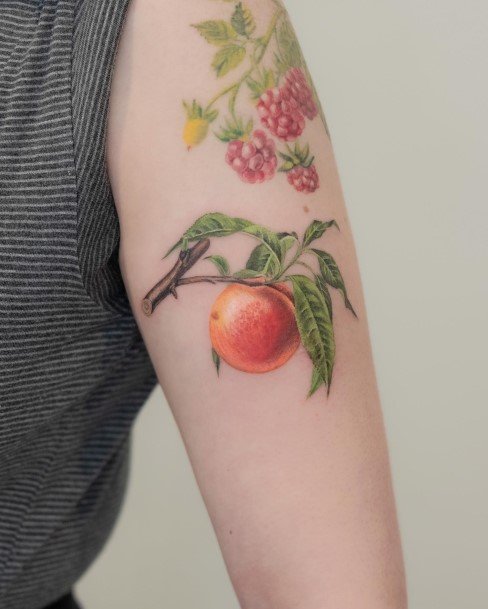 Ladies Peach Tattoo Design Inspiration