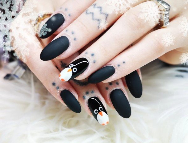 Ladies Penguin Nail Design Inspiration