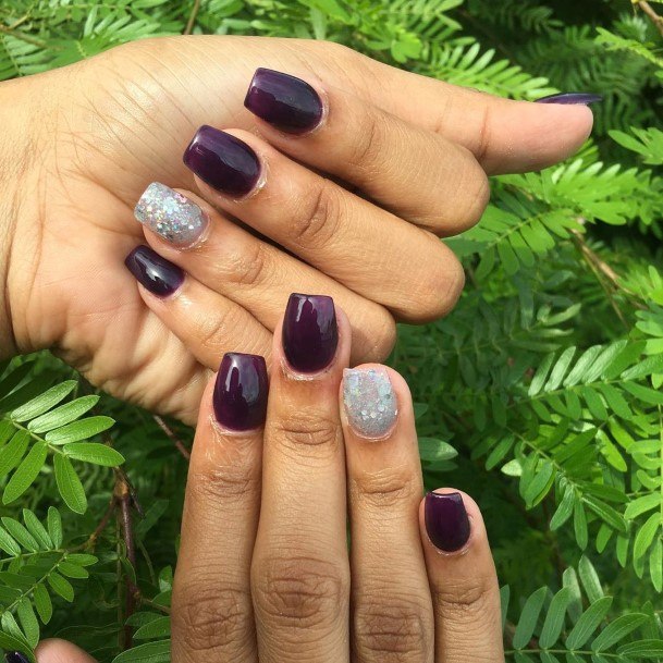 Ladies Plum Nail Design Inspiration