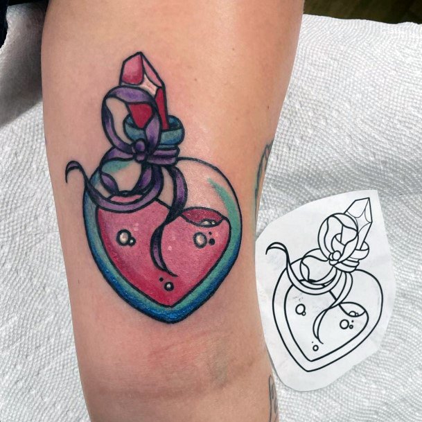 Ladies Poison Bottle Tattoo Design Inspiration