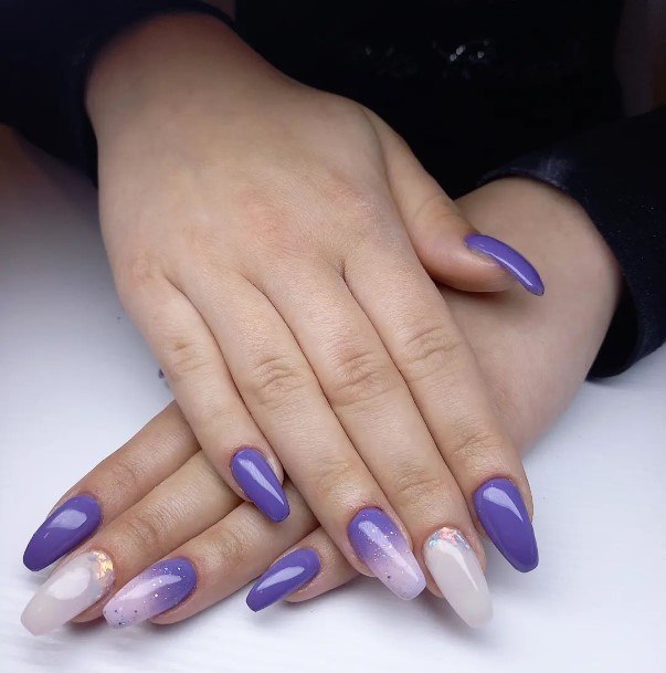 Ladies Purple Ombre Nail Design Inspiration