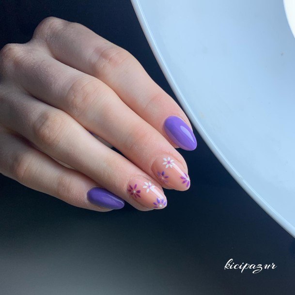 Ladies Purple Summer Nail Design Inspiration