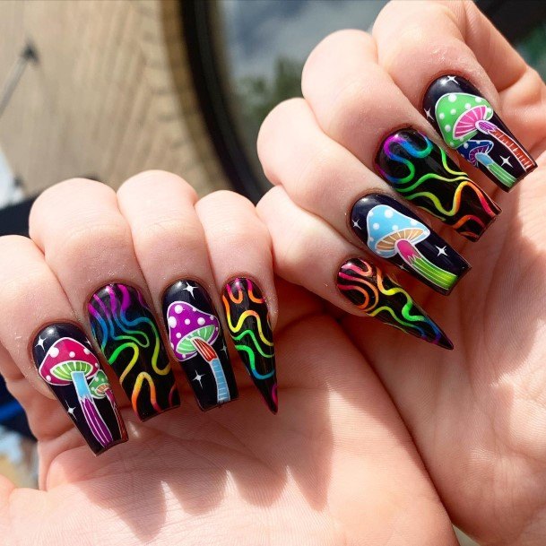 Ladies Rainbow Nail Design Inspiration