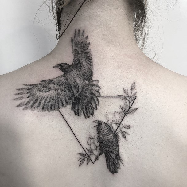 Ladies Raven Tattoo Design Inspiration