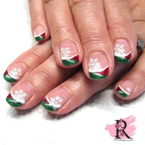 Ladies Red And Green Nail Design Inspiration