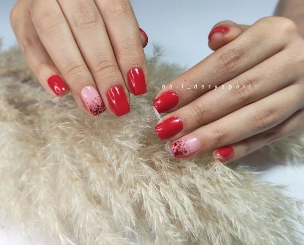 Ladies Red And Nude Nail Design Inspiration