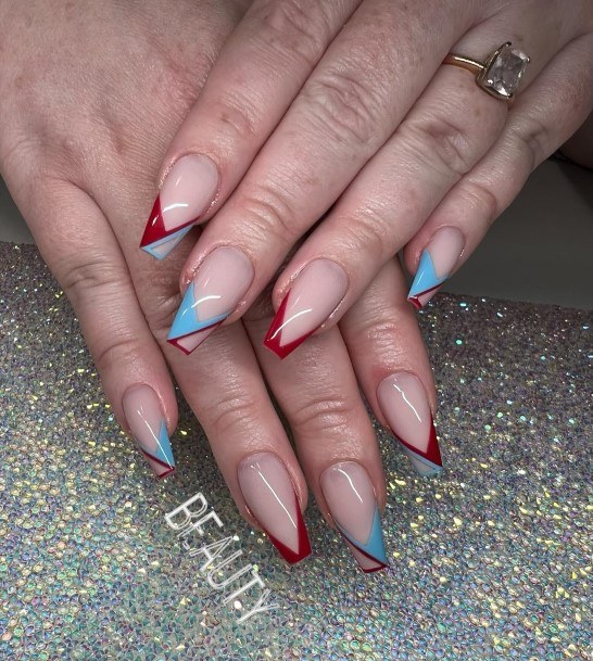 Ladies Red White And Blue Nail Design Inspiration