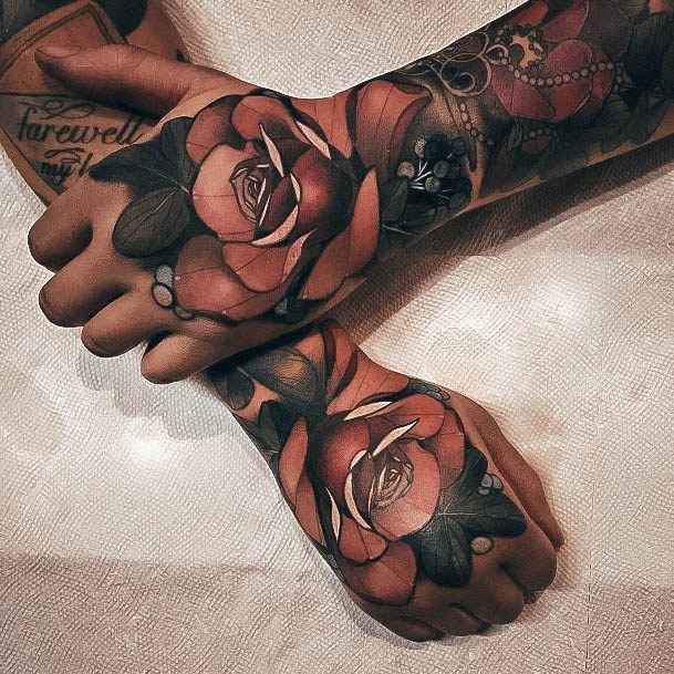 Ladies Rose Hand Tattoo Design Inspiration Matching