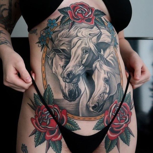 Ladies Rose Thigh Tattoo Design Inspiration