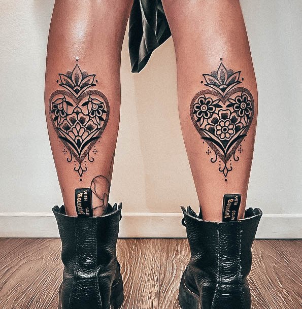 Ladies Sacred Heart Tattoo Design Inspiration