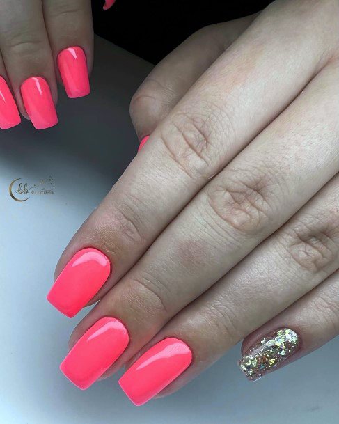 Ladies Salmon Nail Design Inspiration