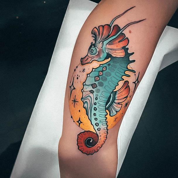 Ladies Seahorse Tattoo Design Inspiration