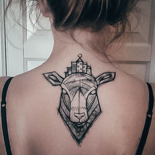 Ladies Sheep Tattoo Design Inspiration