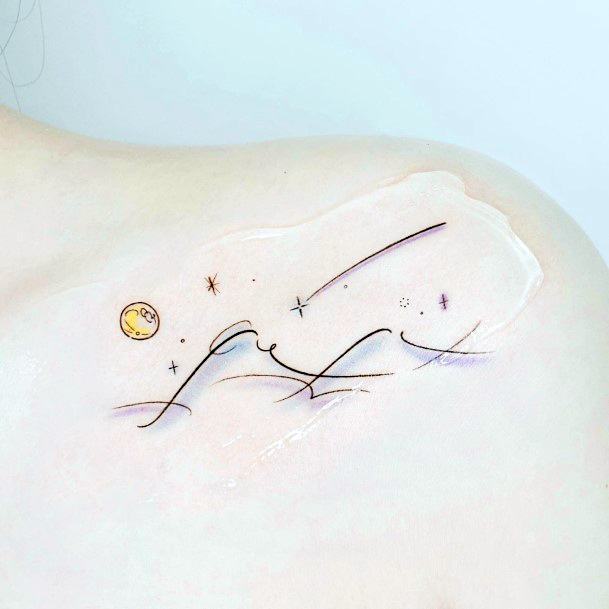 Ladies Shooting Star Tattoo Design Inspiration