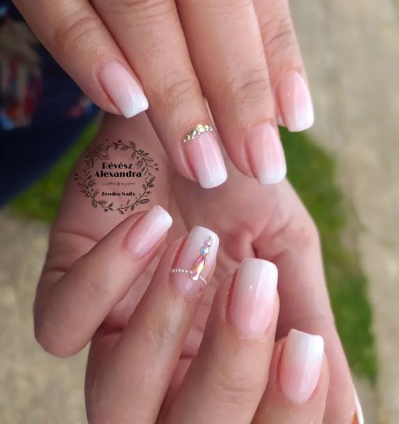 Ladies Short Pink And White Nail Design Inspiration