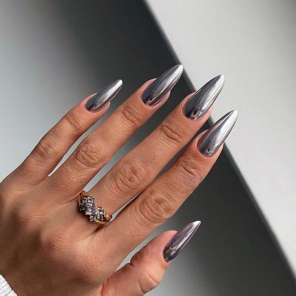 Ladies Silver Dress Nail Design Inspiration